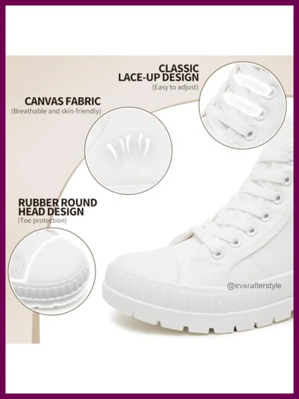 Women's High Top Platform Canvas Sneakers Non-Slip 1.77 Inch Breathable